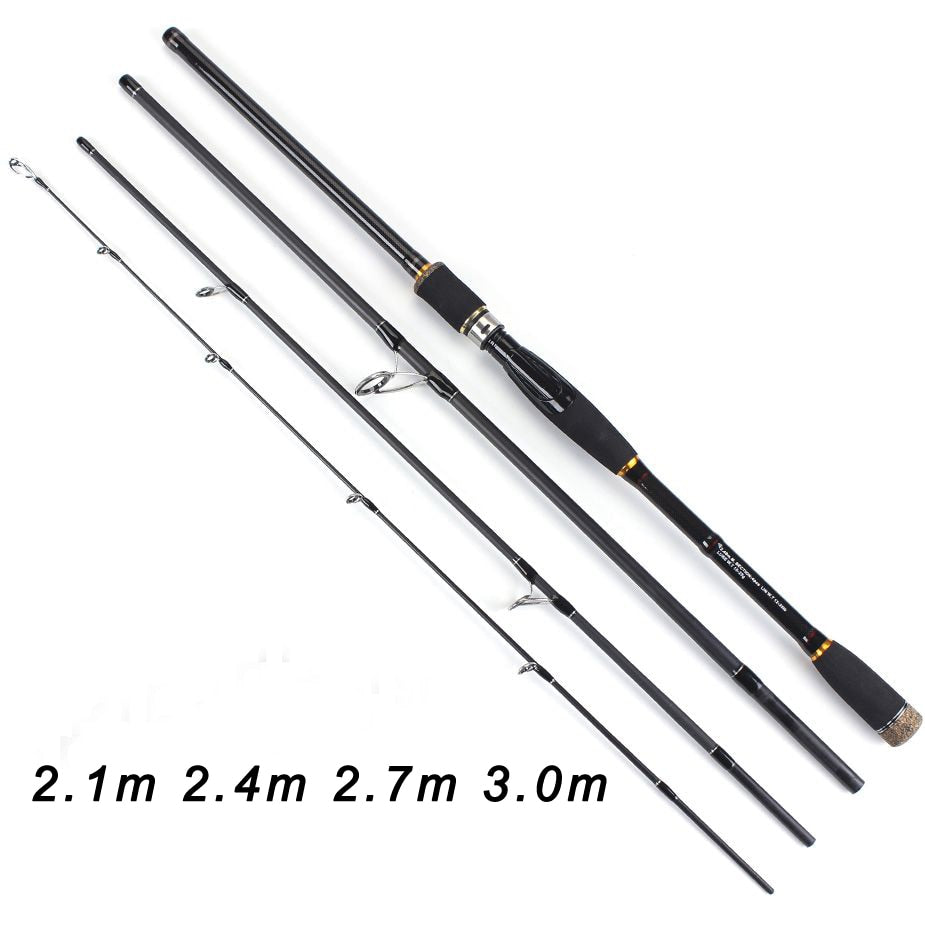 TOMA Spinning casting Fishing Rod 100% Carbon Fiber 2.1m-3.0m 4 Section M  Lure Rods Fast Action Pesca Travel Rod Fishing Tackle