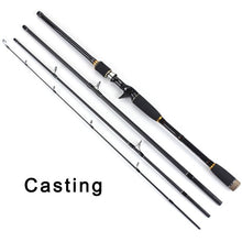 Load image into Gallery viewer, TOMA Spinning casting Fishing Rod 100% Carbon Fiber 2.1m-3.0m 4 Section M Lure Rods Fast Action Pesca Travel Rod Fishing Tackle