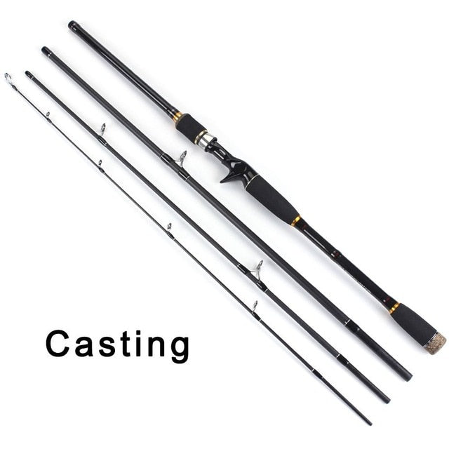 Spinning Casting Fishing Rod Pole Tackle High Carbon Hard Fast Telescopic  Travel 
