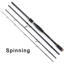 Load image into Gallery viewer, TOMA Spinning casting Fishing Rod 100% Carbon Fiber 2.1m-3.0m 4 Section M Lure Rods Fast Action Pesca Travel Rod Fishing Tackle