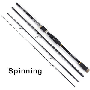 TOMA Spinning casting Fishing Rod 100% Carbon Fiber 2.1m-3.0m 4 Section M Lure Rods Fast Action Pesca Travel Rod Fishing Tackle