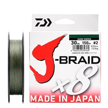 Load image into Gallery viewer, Daiwa 100% Original J-BRAID X8 150M 8 Braided Fishing Line Monofilament Fishing Line 10-60LB Made in Japan Pesca