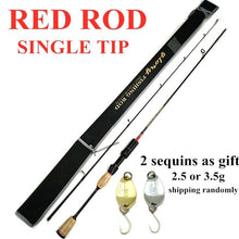 Load image into Gallery viewer, Glory 602 UL power 1.8m fishing rod spinning rods thin super light rod 90g carbon 2 sections 2 tips lure WT 0.8-5g red woman