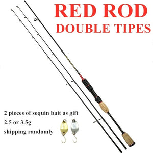 Glory 602 UL power 1.8m fishing rod spinning rods thin super light rod 90g carbon 2 sections 2 tips lure WT 0.8-5g red woman